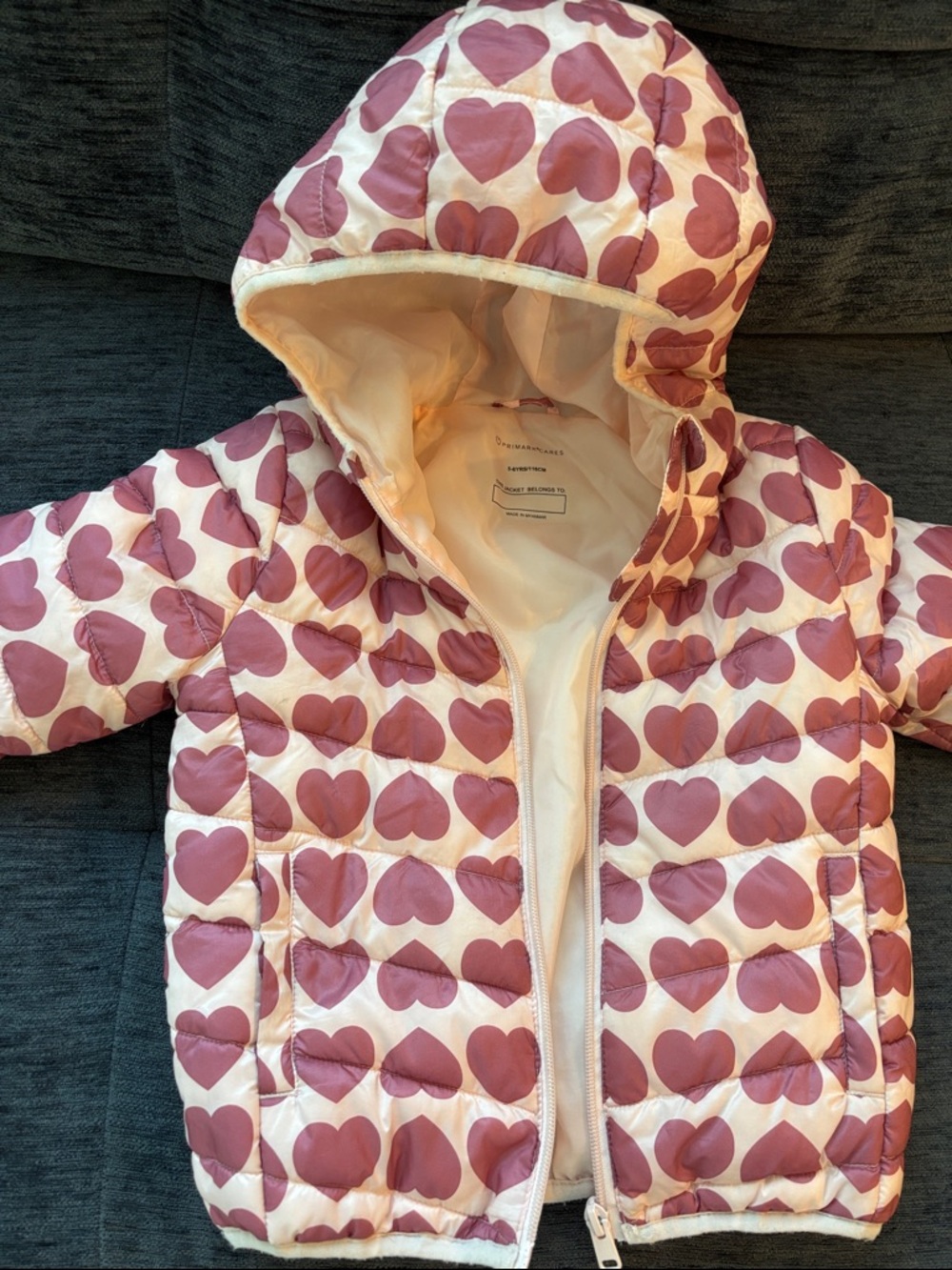 Primark Girls Pale Pink Hooded Puffer Jacket